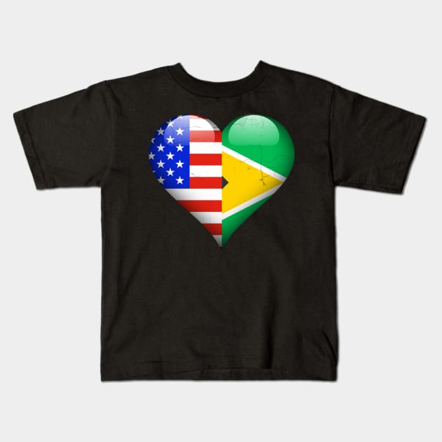 Half American Half Guyanese - Gift for Guyanese From Guyana Kids T-Shirt by Country Flags